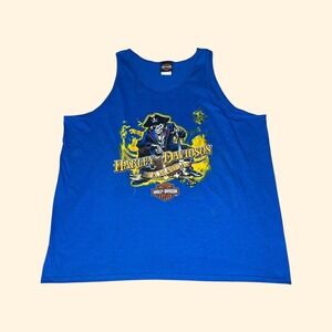 Harley Davidson Jamaica Blackbeard's Revenge Pirate Tank Top Blue Mens 2XL